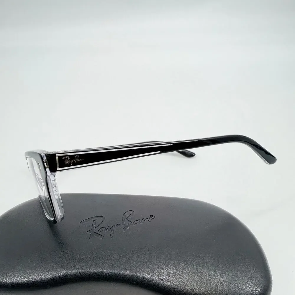 Ray Ban RB 5225 2034 Black on Transparent Rectangle Eyeglasses Frames 54-17-145